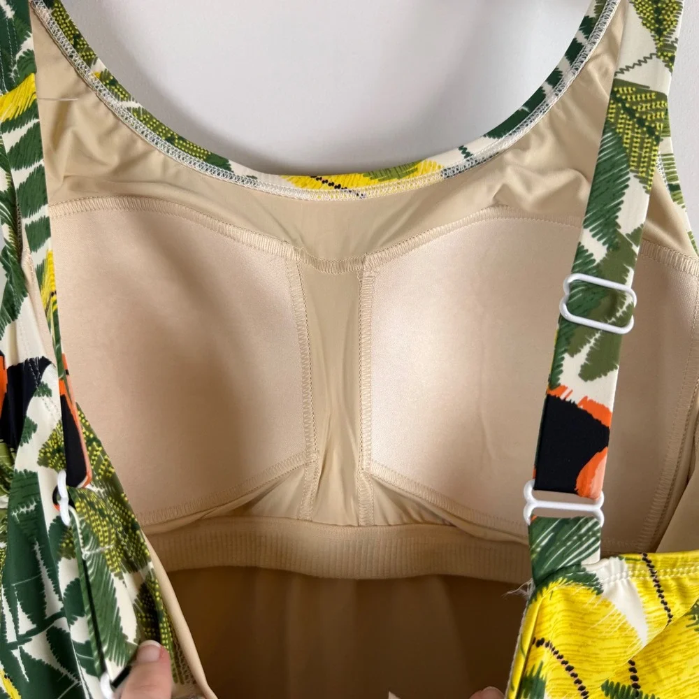 Duluth Trading Co Suit Up One Piece Swim Suit Dress 10 Toucan Tropical Print